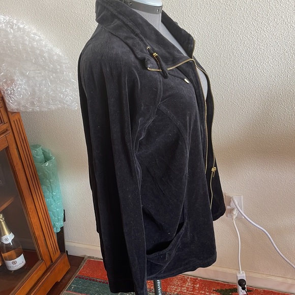 Jones of New York Black velvet type zipper jacket size 3XL Plus Size - Picture 3 of 4